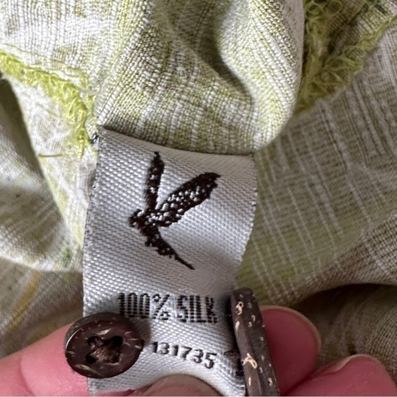 It’s 5 O’Clock Somewhere Green Silk Tropical Short Sleeve Hawaiian Shirt Med - Picture 6 of 7